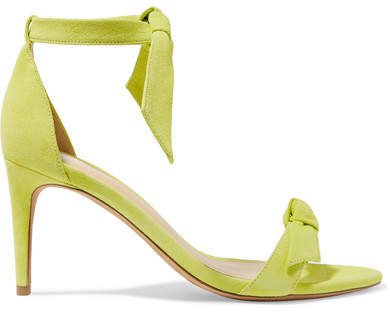 Clarita Bow-embellished Suede Sandals - Lime green