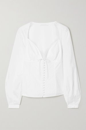 White June pintucked cotton-blend poplin blouse | Jonathan Simkhai | NET-A-PORTER