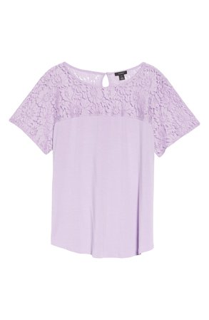 Halogen® Floral Lace Yoke Top (Plus Size) | Nordstrom