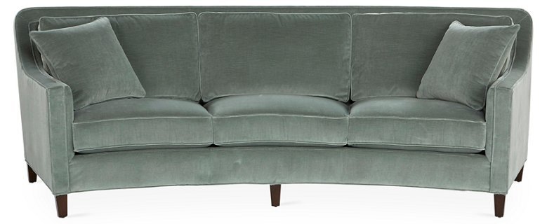 Caymen Curved Sofa, Sage Velvet - Sofas - Sofas & Settees - Living Room - Furniture | One Kings Lane