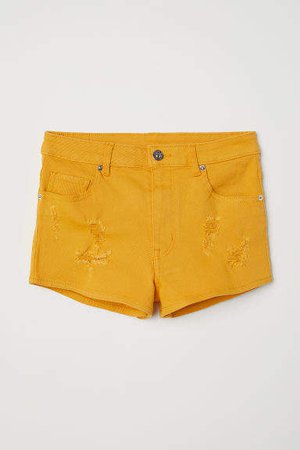 Twill Shorts High Waist - Yellow