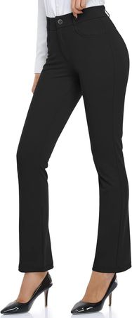 Amazon.com: HISKYWIN Womens Dress Pants Yoga Work Office Business Casual Slacks Stretch Bootcut Petite Golf Pants with Pockets Zipper Fly HF833-Black-XL : Clothing, Shoes & Jewelry