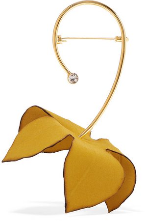 Marni | Gold-tone, cotton-canvas and crystal brooch | NET-A-PORTER.COM