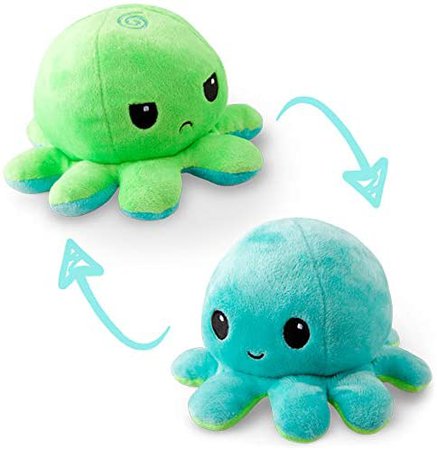 Amazon.com: TeeTurtle | The Original Reversible Octopus Plushie | Patented Design | Sensory Fidget Toy for Stress Relief | Green and Aqua | Happy + Angry | Show your mood without saying a word!: Toys & Games