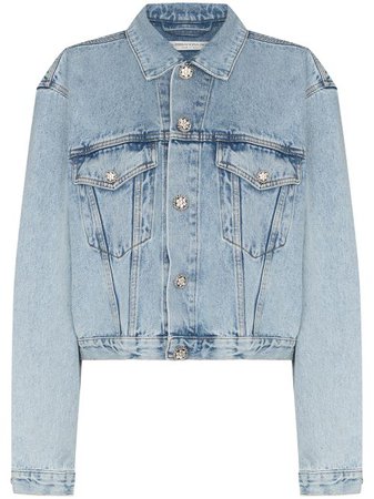 Shop Alessandra Rich crystal button denim jacket with Express Delivery - FARFETCH