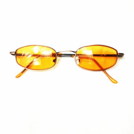 Vintage 90s bright orange rectangular tinted glass metal frame sunglasses