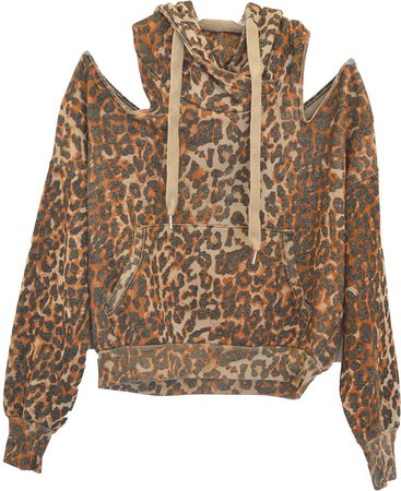 Tricia Cold Shoulder Leopard Print Hoodie