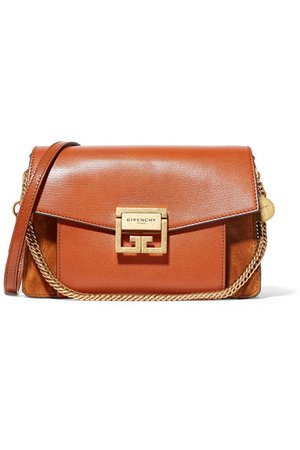 Givenchy orange GV3 small textured-leather and suede shoulder bag, $1,990