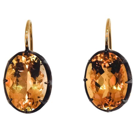 Laura Munder Citrine Yellow Gold and Sterling Silver Earrings
