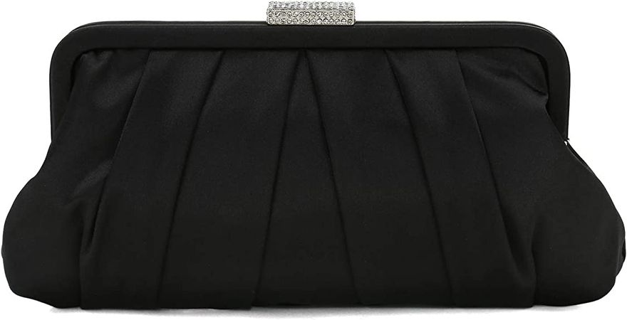 CHARMING TAILOR Classic Pleated Satin Clutch Bag Diamante Embellished Formal Handbag for Wedding/Prom/Black-Tie Events (Mauve): Handbags: Amazon.com