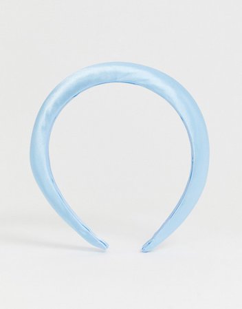 ASOS DESIGN padded headband in baby blue satin | ASOS