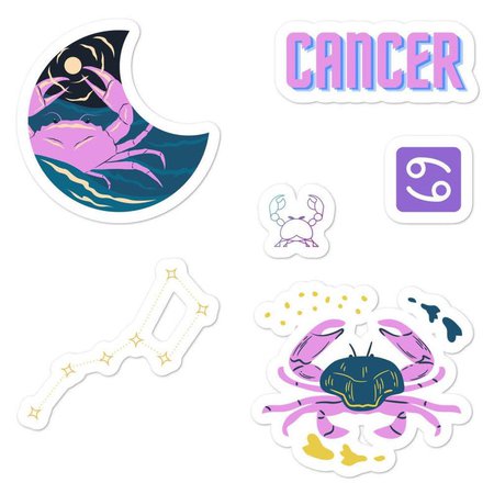 Cancer Zodiac sign sticker pack astrological kiss cut | Etsy