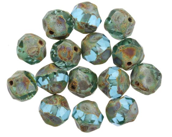 Czech Glass Aquamarine Picasso Chandelier Cut 8mm - Lima Beads
