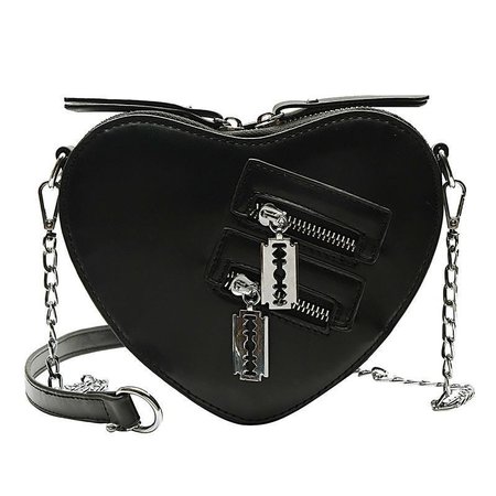Gothic Heart Shaped Blade Zipper Chain Bag – ROCK 'N DOLL