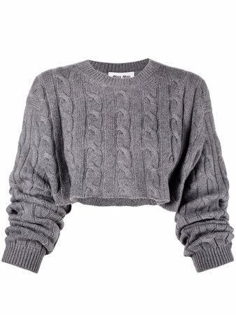Miu Miu cable-knit Cropped Cashmere Jumper - Farfetch