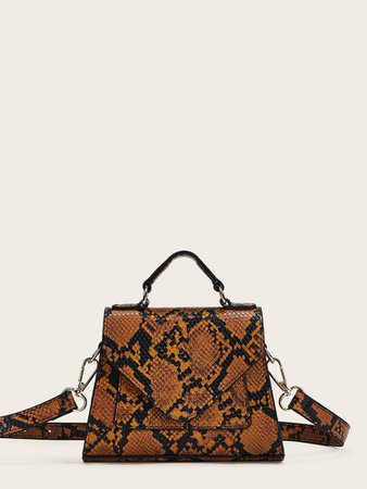 Snakeskin Print Satchel Bag | SHEIN