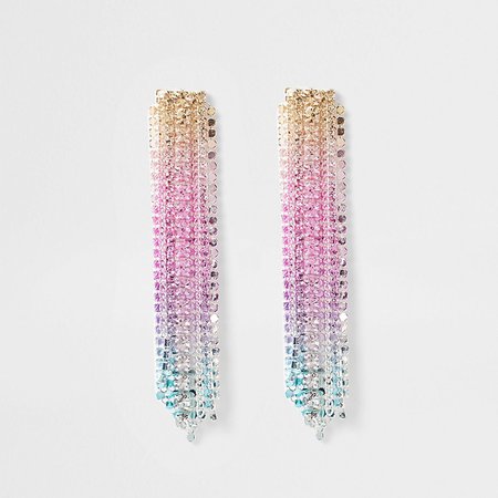 Pink ombre chainmail dangle earring | River Island