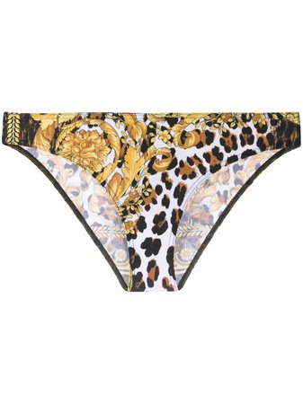 Versace Baroque Leopard-Print Bikini Bottoms Aw20 | Farfetch.Com
