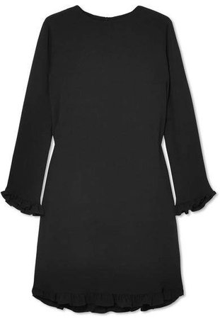 Ruffled Crepe Mini Dress - Black