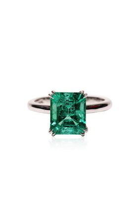 18k White Gold Emerald Ring By Maria Jose Jewelry | Moda Operandi