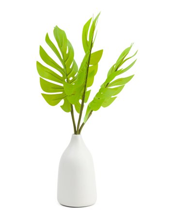 22in Faux Monstera Leaves In Ceramic Vase - Plants & Planters - T.J.Maxx