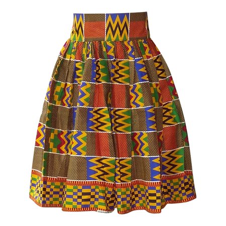 Osikapa High Waist African midi Skirt- Kente Cloth Collection - KIZONGA