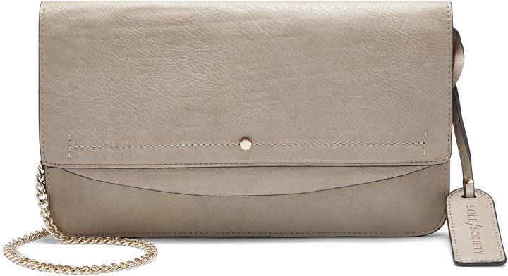 Scoop Women's Faux Patent Leather Crinkled Clutch Handbag with