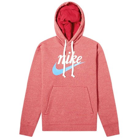 Nike Heritage Popover Logo Hoody Gym Red & Heather | END.