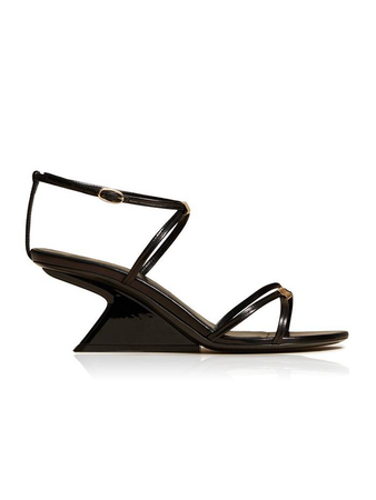 black slim wedge sandals