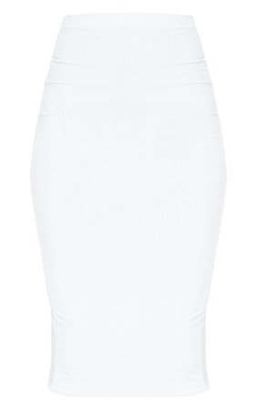 Aidy White Slinky Long Line Midi Skirt | PrettyLittleThing