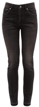 Distressed Cotton Blend Skinny Jeans - Womens - Black