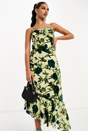 green floral dress