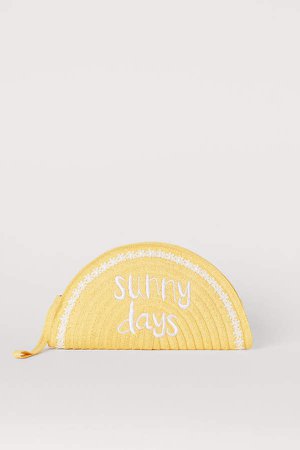Paper Straw Clutch Bag - Yellow