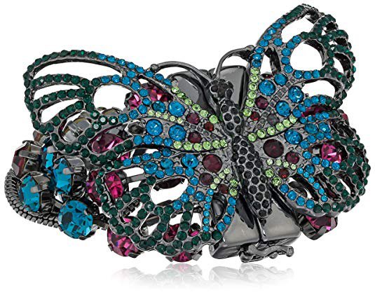 Betsey Johnson "You Give Me Butterflies" Mixed Faceted Stone Multi Row Butterfly Bracelet, 7": Clothing