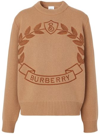 Burberry embroidered-logo Jumper - Farfetch