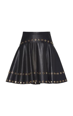 Ring-Embellished Leather Circle Skirt by Zuhair Murad | Moda Operandi