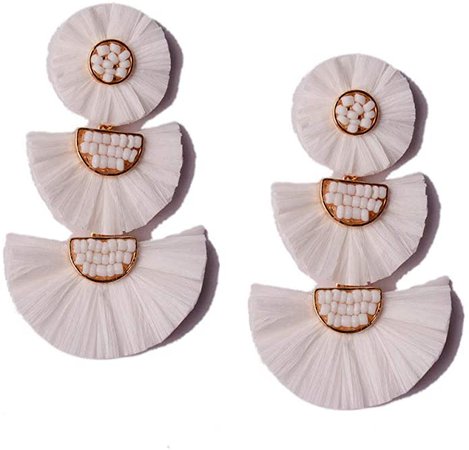 Amazon.com: L&N Rainbery Bohemian Handmade Drop Earrings Fashion Beaded Raffia Palm Earrings for Women Tiered Dangle Statement Earrings (Beige): Clothing
