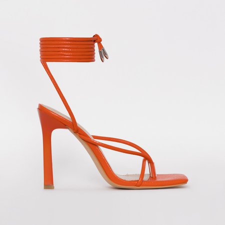 Kimani Orange Snake Print Lace Up Stiletto Heels