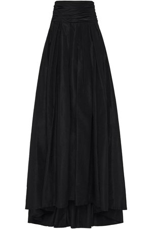 Carolina Herrera, Black Pleated Ruched Silk Taffeta Skirt