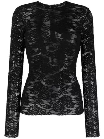 We11done semi-sheer floral-lace Top - Farfetch