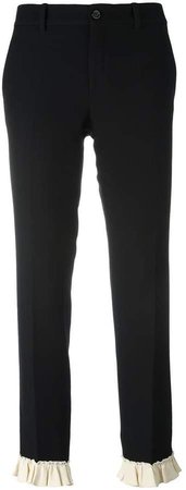 frill detail slim fit trousers