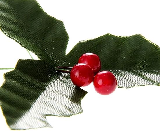 Amazon.com: dophee 50 Pack Artificial Red Berry Stems and 50 Pack Green Leaves, Christmas Holly Berry Branches for Party Holiday Home Decoration and DIY Garland and Wreath Ornaments : Home & Kitchen