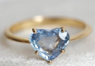 Yellow Gold Blue “ Heart” Ring