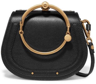 Nile Bracelet Small Textured-leather And Suede Shoulder Bag - Black