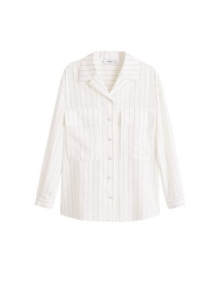 MANGO Chest-pockets striped blouse