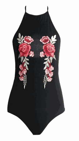 Floral Appliqué High-neck Bodysuit – Dolled Up