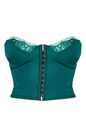 Emerald Green Lace Trim Bandeau Crop Top | PrettyLittleThing USA