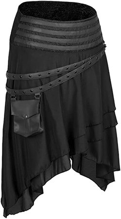 Alivila.Y Fashion Corset Womens Brown Steampunk Gothic Skirt Victorian Pirate Skirts at Amazon Women’s Clothing store