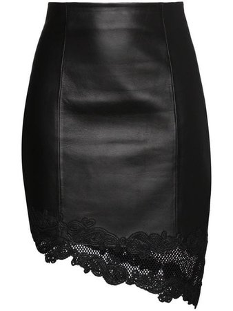 Balmain high waisted leather asymmetric mini skirt