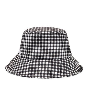 Miu Miu Gingham Bucket Hat in Nero & Bianco | FWRD